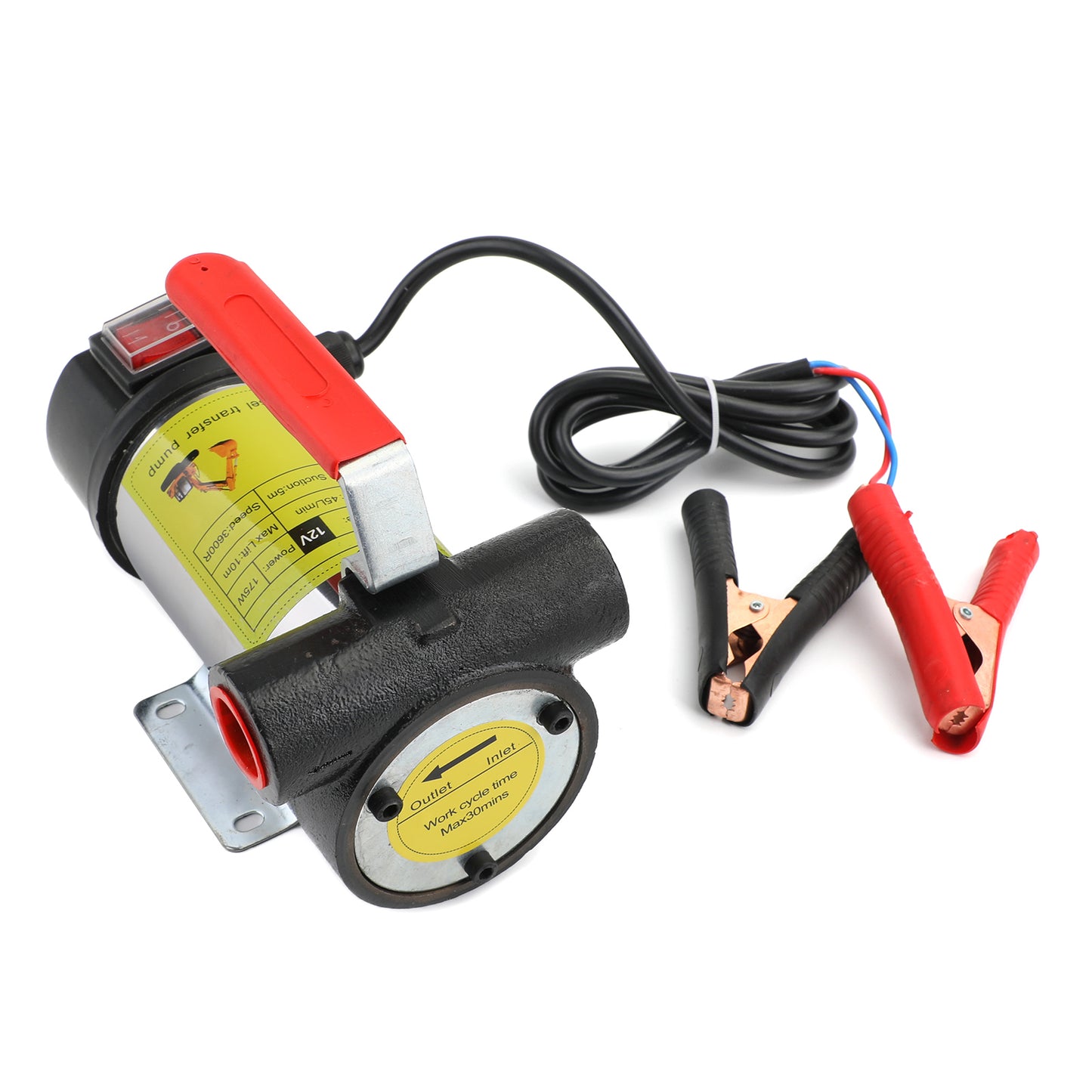 12V Fuel Transfer Pump - Self-Priming, 175W Motor, 45L/min Flow Rate, 32ft Lift for Oil & Diesel