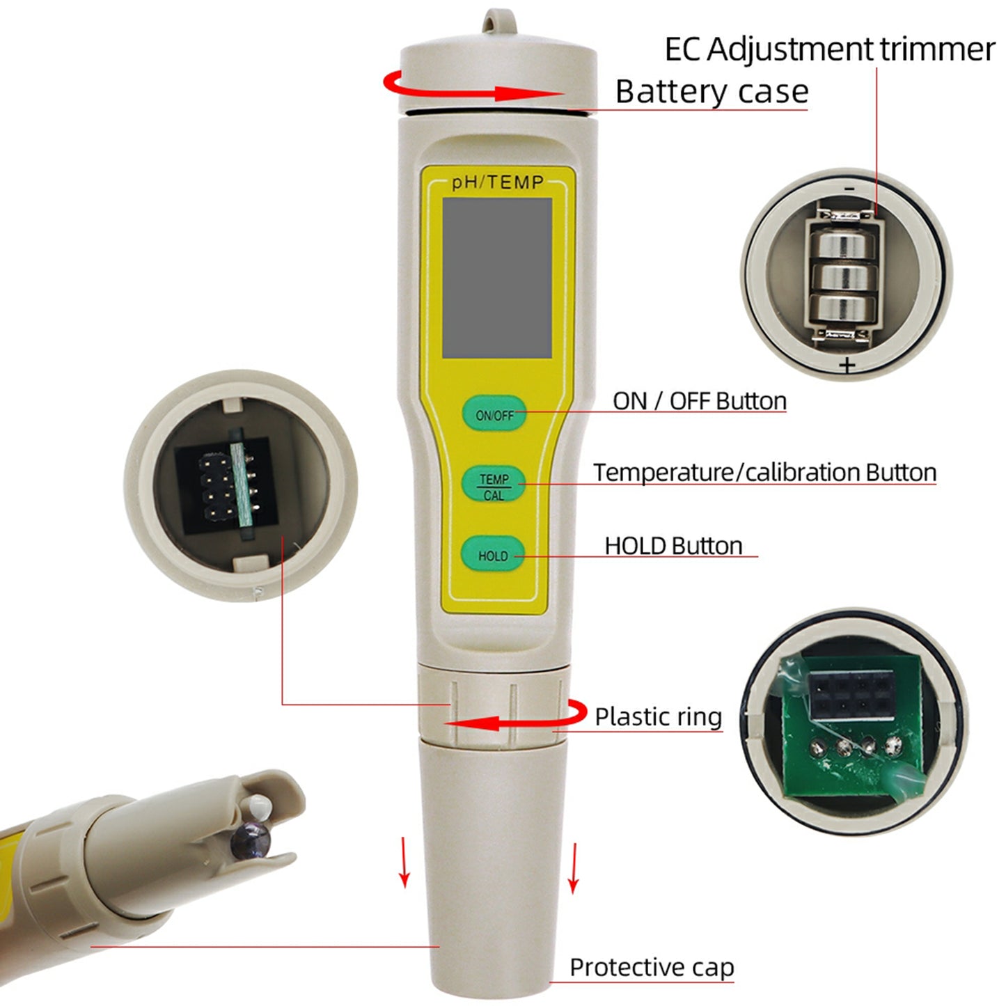 Digital PH TEMP Tester Meter Pen For Aquarium Pool Wine Water Laboratory Food