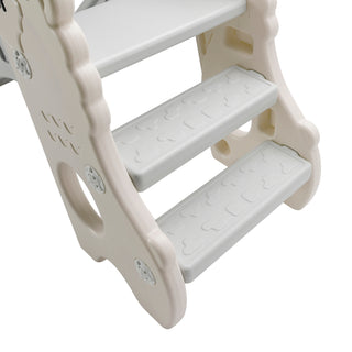 3In1 Kid Folding Slide With Climber,Basketball Hoop,Freestanding Slide Toy White Toy