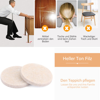 Beige Self-Stick Furniture Felt Pads 1 inch for Hard Surfaces 160 pieces one
