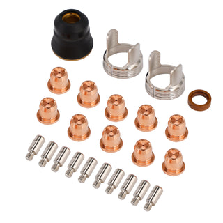 24 Pcs IPT40 Plasma Cutting Torch Tips Electrode Shield Cap For CUT-55DS CUT-65DS