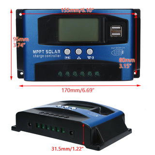 Auto Focus Tracking 12V/24V Solar Panel Regulator 30-100A MPPT Charge Controller