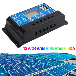 10A-60A PWM Solar Controller Mobile APP Intelligent Control 12V/24V/36V/48V/60V