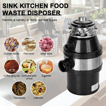 Garbage Disposal 3/4 HP 2800 RPM Under Sink Kitchen Food Waste Disposer w/ Plug