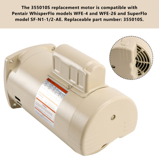 355010S 071314S Almond 1HP Pool Pump Motor Replacemet for Pentair Whisperflo