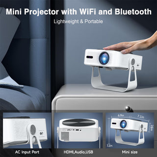 Ultra Smart WiFi PTZ Projector Mini Projector Auto Focus & Keystone Portable 4K