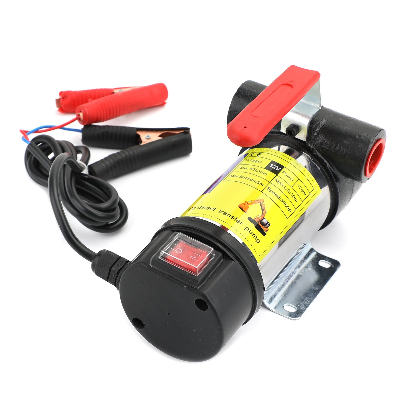 12V Fuel Transfer Pump - Self-Priming, 175W Motor, 45L/min Flow Rate, 32ft Lift for Oil & Diesel