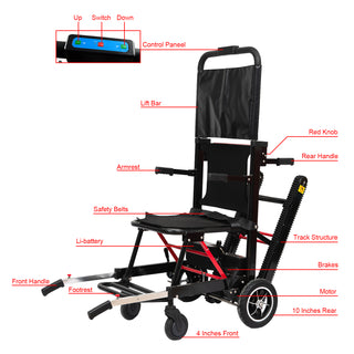 Large Wheel Motorized Climbing Wheelchair Stair Lifting Chair Elevator Disabled.