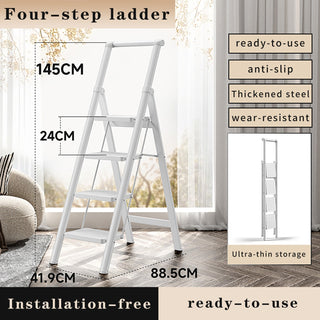 4-Step Folding Step Ladder for Home - Lightweight with Wide Anti-Slip Pedal