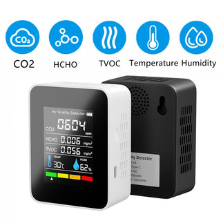 5 In 1 Temperature Humidity Tester Air Quality Carbon Dioxide HCHO Monitor