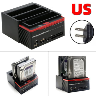 3 IDE SATA 2.5" 3.5" HDD Hard Drive Disk Clone Docking Station Card Reader US