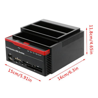 3 IDE SATA 2.5" 3.5" HDD Hard Drive Disk Clone Docking Station Card Reader US