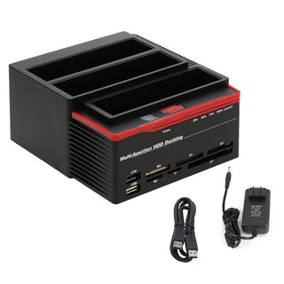 3 IDE SATA 2.5" 3.5" HDD Hard Drive Disk Clone Docking Station Card Reader US