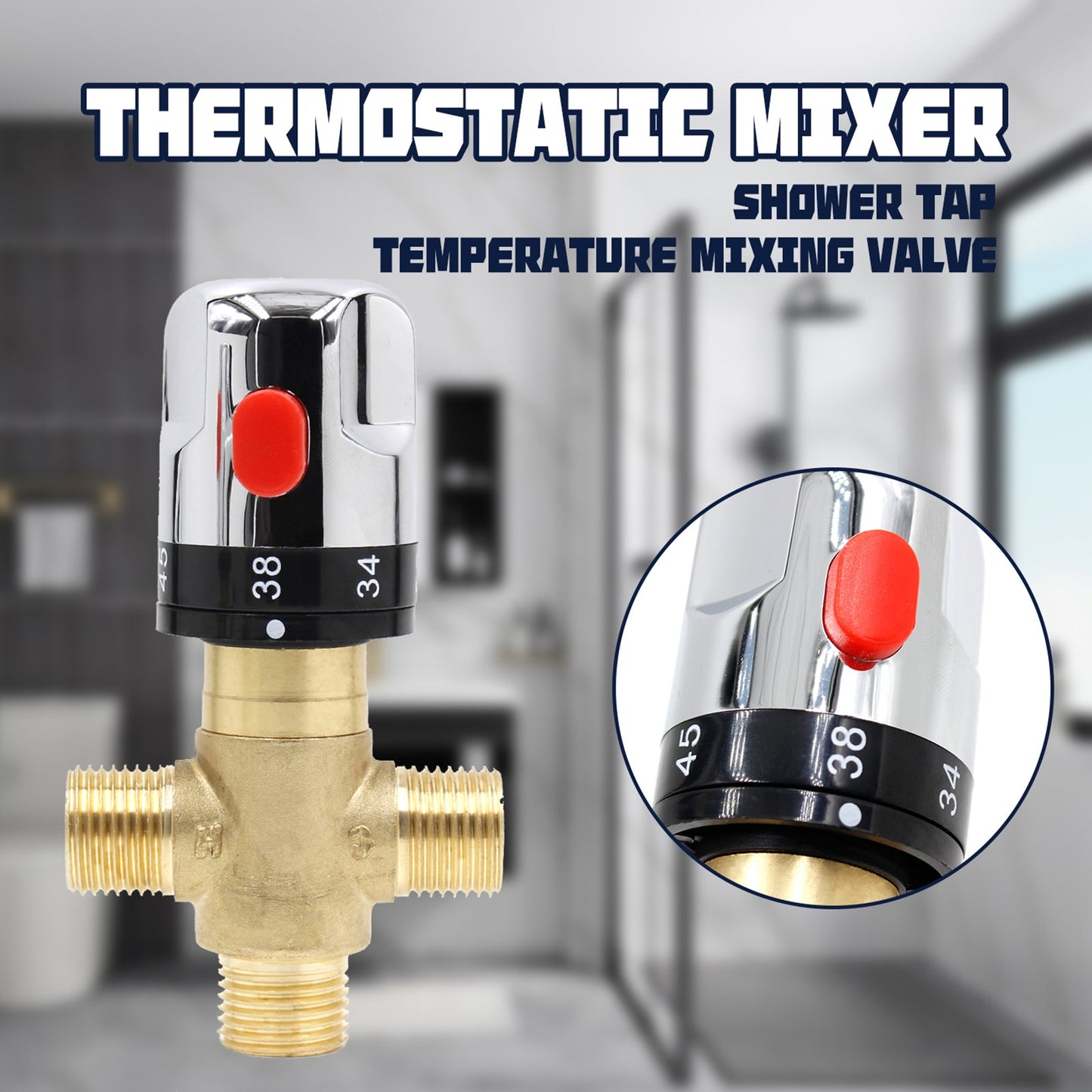 Brass Thermostatic Mixing Valve Bathroom Faucet Temperature Mixer Control Valve Generic