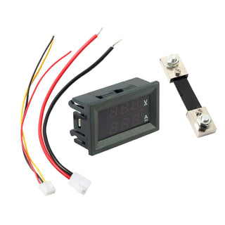 DC 100A 100V Digital Amp Volt Meter Voltmeter Ammeter Blue Red LED Current Shunt