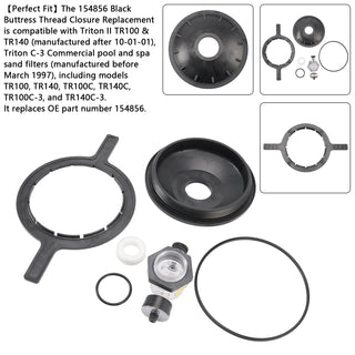 154856 8-1/2" Black Buttress Thread Closure Kit for Triton Pool & Spa Filter