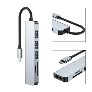 Type-c HUB For PC 6 in 1 Multi Splitter HD Output  Multifunctional USB 3.0 Dock