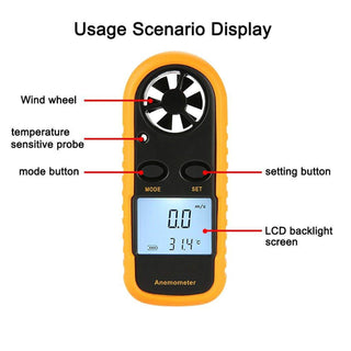 GM816 Digital Handheld Anemometer Wind Speed Meter Thermometer Sailing LCD