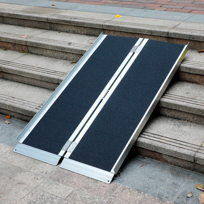 4FT Portable Wheelchair Ramp Non Skid Aluminum Foldable Mobility Scooter Ramp