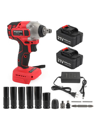 1/2" 21V Brushless Impact Wrench Torque Rattle Gun Electric Ratchet w/battery