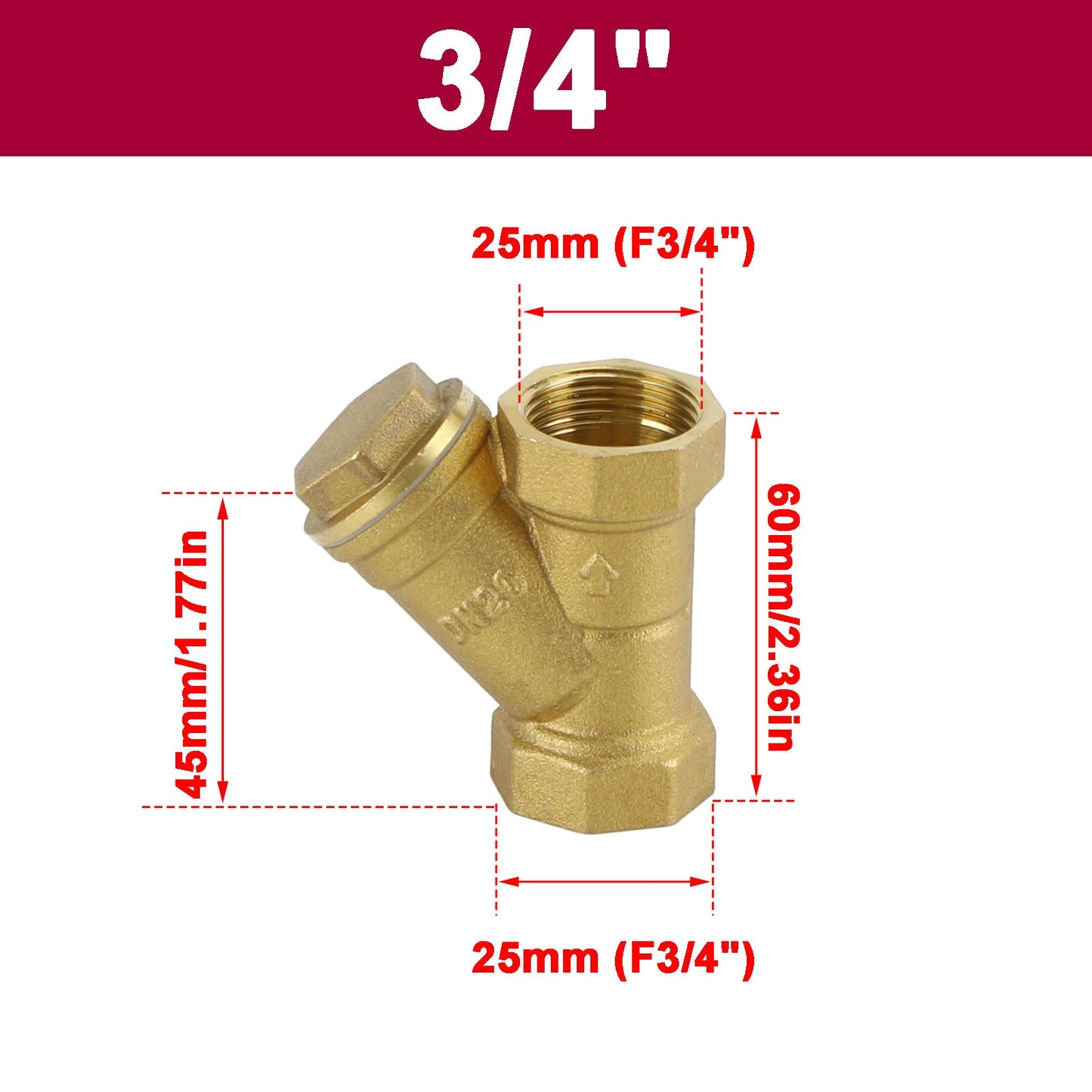 1/2"-1" NPT Thread Y Shaped Brass Strainer Filter Valve Connector For Water Oil Generic