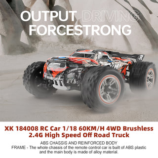 Wltoys XK 184008 RC Car 1/18 60KM/H 4WD Brushless 2.4G High Speed Off Road Truck Toy