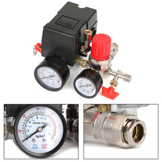 Adjustable Air Compressor Pressure Switch Manifold Regulator Fitting 90-120 PSI
