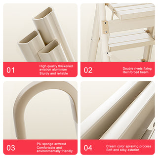 4-Step Folding Ladder with Anti-Slip Pedal & Handrail - Portable, Stable Stepladder