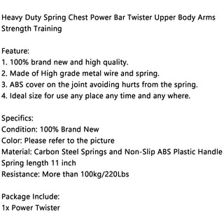 40KG Heavy Duty Spring Chest Power Bar Twister Arms Training