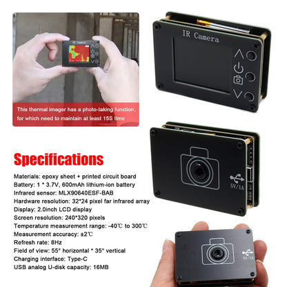 MLX90640 32x24 Digital Infrared Thermal Imager Thermal Imager W/1.8" TFT Display Generic