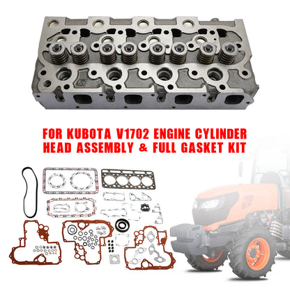 Complete Cylinder Head With Valve Spring & Gasket Kit For Kubota V1702 Engine Generic