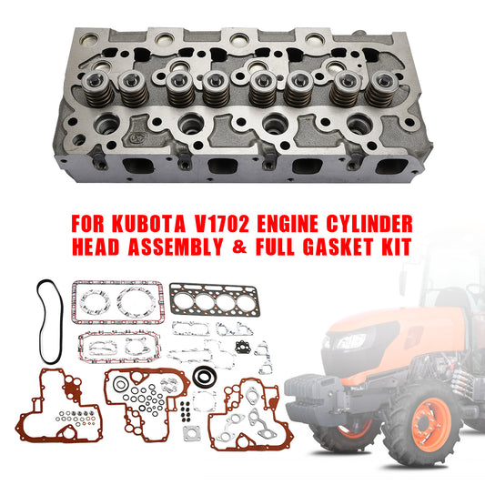 Cylinder Head+ Gasket Kit For Kubota V1702 V1702B Engine Bobcat 733 743 Loader, For Kubota V1702 V1702B Engine, For Bobcat 1600 733 743 Loader Cylinder Head Assy