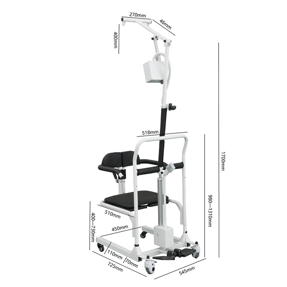 Electric Transfer Chair Patient Lift (4 in 1) for Home 180° Split Seat 330 lbs Load-Bearing for Elderly Disabled Handicapped Full Body Sling Portable