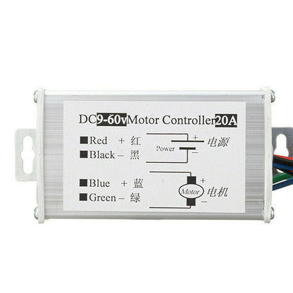 DC 9V-60V 20A PWM Motor Stepless Variable Speed Control Controller Switch Generic