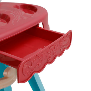 Toddler Makeup Table with Mirror and Chair Kids Vanity Set with Blowdryer for 3+