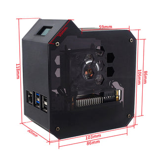 Raspberry Pi 5th Vertical Tower Fan Set w 0.96 inch OLED Screen Radiator Shell