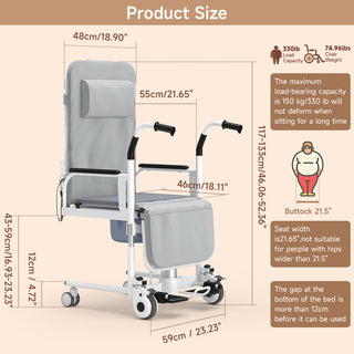 Topteng Patient Chair Hydraulic Transferred Lift Wheelchair Reclining transfer bed With potty