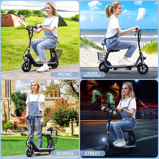 3-Speed Adjustable 12.43-Mile Range Electric Scooter with Seat for Kids Neon Lights Up to 11 MPH Electric Scooter for Kids Ages 4-10