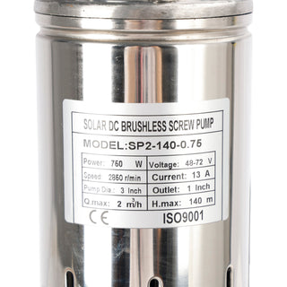 750W MPPT 3" 48V Water Pump Built-in MPPT Screw Solar Bore Pump