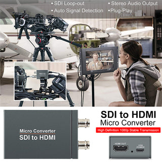 1 port to 2 SDI to HDMI + SDI Mini HD Video Switcher Micro Audio Converter