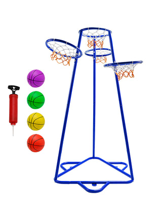 Early Learning 4 Hoop Kid Basketball Hoop Indoor/Outdoor Preschool Hoop Set Blue Toy