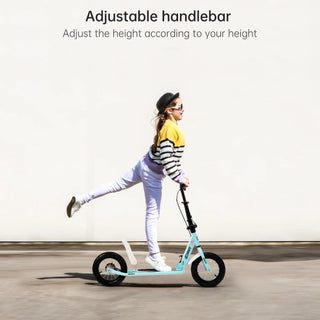 White Foldable Kick Scooter Ages 6+, Teens/Adults Max 220lb