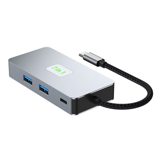 7 in 1 TYPE-CtoRJ45 2.5G 10G USB3.2 HDMI PD100W SD TF Interface Hub for MacBook