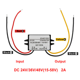 Waterproof Buck Step Down Converter DC24V 36V 48V to DC12V 2A Car Power Module