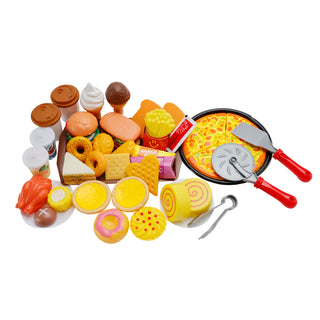 56Pcs Western Kitchen Simulated Food Toys Burger Pizza Children Pretend Toy Set
