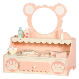 Princess Vanity for 3+ Years Old Kids Kids Vanity Set with Storage Drawer Little Girls' Makeup Table with Mirror Toddler Pretend Play Vanity Desk with 8 Makeup Accessories