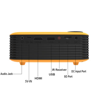 A2000 Mini Portable Projector LCD 800 lumen Projectors Home Theater Yel US Plug