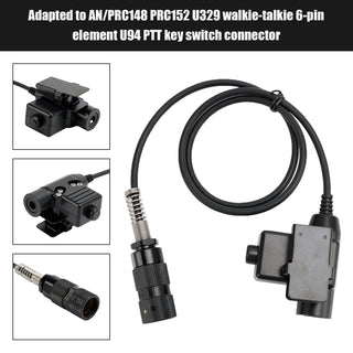 6-Pin Element U94 PTT Key Switch Connector For AN/PRC148 PRC152 U329 Radio