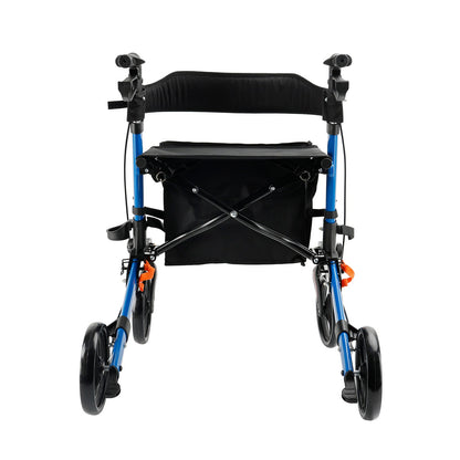 Foldable Rollator Walker with 6 levels of Adjustable Seat 8 Wheels Compact Folding Design Lightweight Mobility Walking Aid suitable for people of different heights