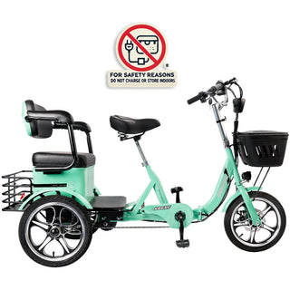 Electric Bike, 400W Folding Trike Ebike 16", 3 Wheel Electric Bicycle, Up to 34 Miles, 48V 12AH UL2849 Tricycle for Adults